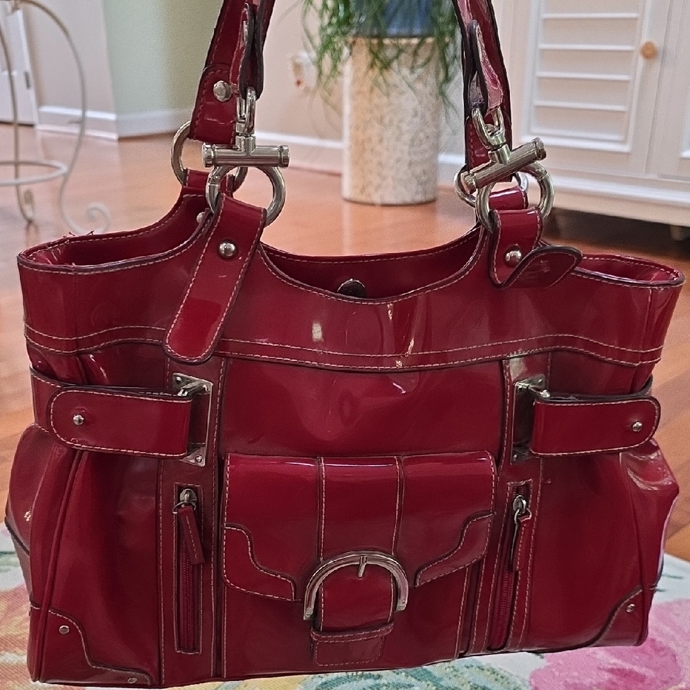 Elegant Red Patent Leather Handbag